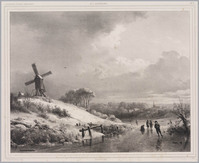 KG 09817
<br/>
Landschap met molen en schaatsers
<br/>
<em>Fourmois, Théodore (1814-1871)</em>